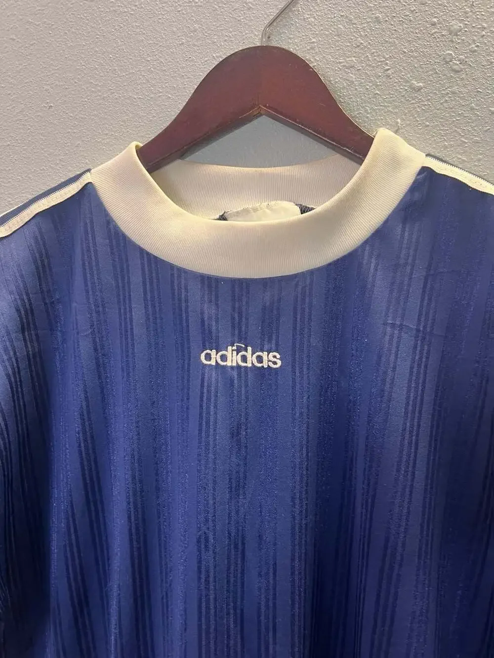 Vintage 90s Adidas Embroidered Logo Striped Jersey Shirt Size L Made in USA 0271